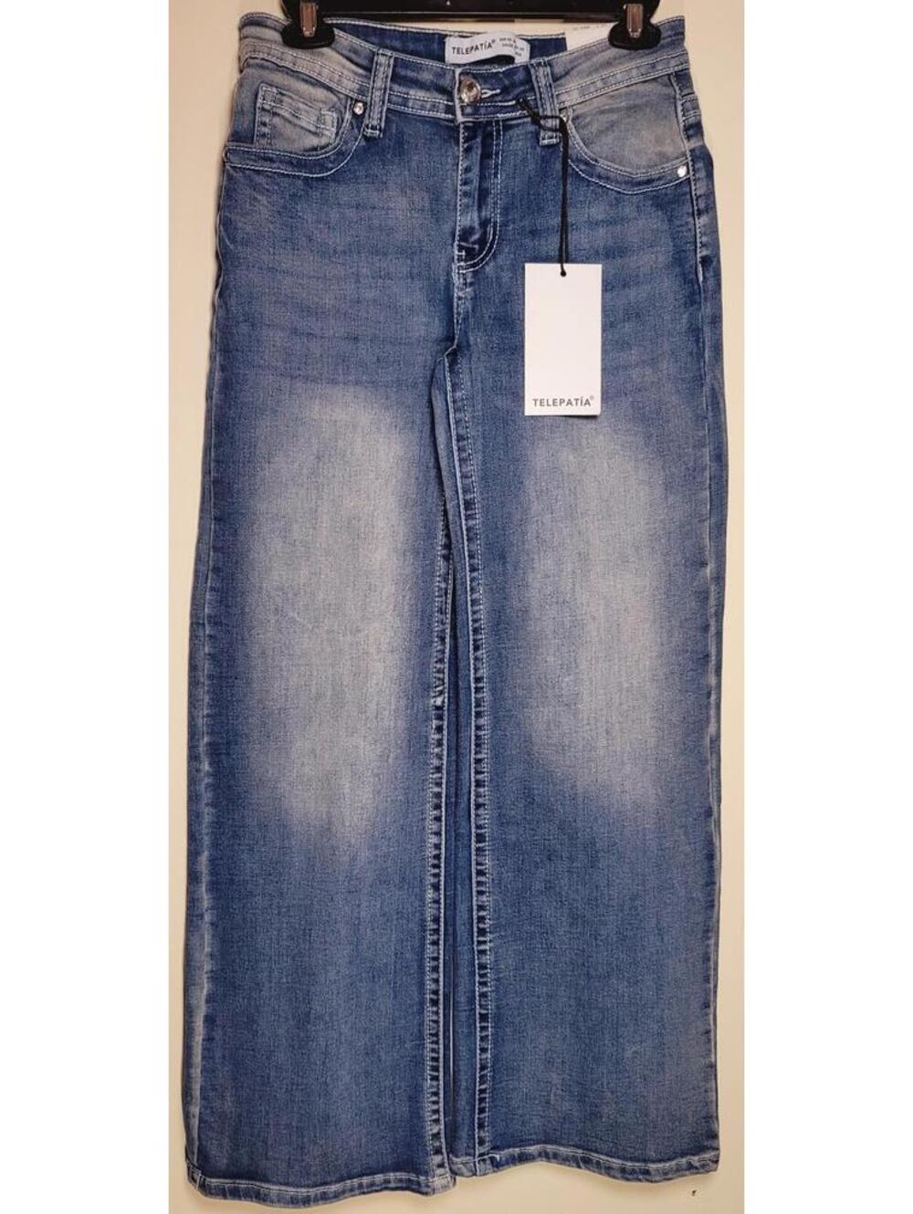 Telepatia Embroidered Denim Maxi Skirt with Distressed Wash size 7